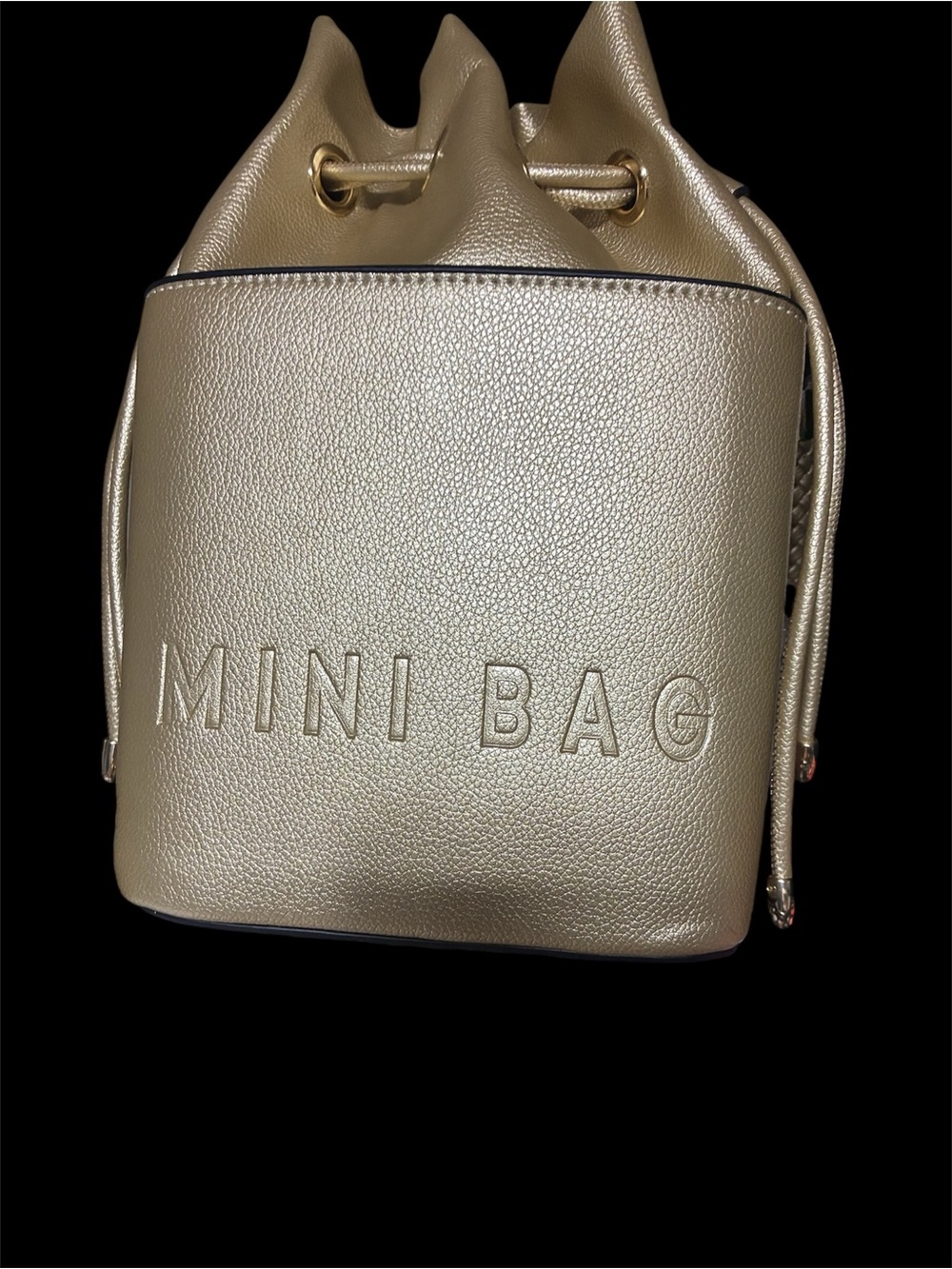 Mini Bag Metallic Gold Drawstring Bucket Bag